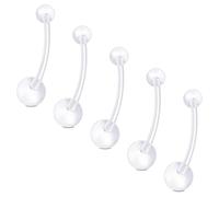 LAURITAMI 14G Plastic Belly Bar 18mm Pregnancy Belly Bars for Surgery/Healing/Sensitive Skin/Stretched, Plastic Navel Piercing Jewelry for Women Men,5 Pcs
