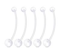 LAURITAMI 14G Plastic Belly Bar 32mm Pregnancy Belly Bars for Surgery/Healing/Sensitive Skin/Stretched, Plastic Navel Piercing Jewelry for Women Men,5 Pcs