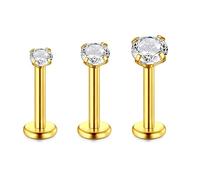 LAURITAMI 16G Tragus Earring Gem Opal Lip Labret Studs Internally Threaded Flat Back 6mm 8mm Stainless Steel Helix Cartilage Ear Piercing Jewellery