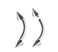 LAURITAMI 2Pcs Titanium Curved Barbells for Eyebrow Piercing, Tongue Bars 16G Lip Labret Tragus Helix Daith Cartilage Belly Piercing Jewellery 12mm