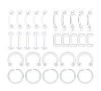 LAURITAMI 30-45pcs Clear Piercing Retainers Cartilage Lip Nose Helix Tragus Studs Rings Hoops Rings Bioflex Flexible Horseshoe Clicker Earrings Piercings Retainer 20G 16G