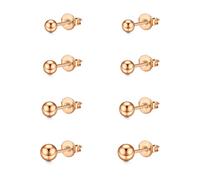 LAURITAMI 4 Pairs Ball Earrings Studs Rose Gold Set Cartilage Earrings 20G Stainless Steel 3-6mm Round Ball Studs Earrings for Women Men