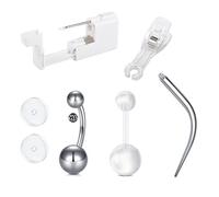 LAURITAMI Belly Button Piercing Kit Gun, Disposable Piercing Gun Kit with 14G G23 Titanium Belly Button Bar Stainless Steel Taper Tweezers Tool, Professional Self Bananabells 7Pcs Set