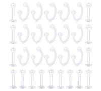 LAURITAMI Clear Piercing Retainers Cartilage Lip Nose Helix Tragus Studs Rings Hoops Rings Bioflex Flexible Horseshoe Clicker Earrings Piercings Retainer 20G 16G