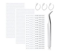 LAURITAMI Fake Piercing Fake Nose Lip eyebrow Piercing,3 Sheets Gem Sticker Bling Face Ear Body Jewelry 2/2.5/3/4/5MM