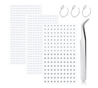 LAURITAMI Fake Piercing Fake Nose Lip eyebrow Piercing,3 Sheets Gem Sticker Bling Face Ear Body Jewelry 2/2.5/3/4/5MM