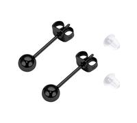 LAURITAMI G23 Titanium Round Ball Stud Earrings Black,3mm Titanium Cartilage Earrings for Sensitive Ears for Women Men,1 Pair