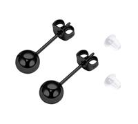 LAURITAMI G23 Titanium Round Ball Stud Earrings Black,6mm Titanium Cartilage Earrings for Sensitive Ears for Women Men,1 Pair