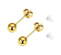 LAURITAMI G23 Titanium Round Ball Stud Earrings Gold,5mm Titanium Cartilage Earrings for Sensitive Ears for Women Men,1 Pair