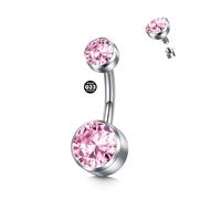 LAURITAMI Titanium Belly Button Bars,8mm 10mm 12mm 14mm 14G Solid Titanium Belly Bar Silver Gold for Women Men Navel Bars Piercing Jewellery,1 Piece Pink