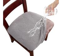 Laurraine Waterproof Dining Chair Seat Covers Set of 4, High Stretch Dining Chair Seat Cushion Slipcovers Washable Seat Protector for Banquet, Kitchen, Party, Hotel (light gray)