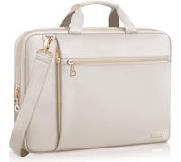 Lausiax Laptop Case Bag Women Men Computer Sleeve Compatible with MacBook/Dell/HP/Acer/ASUS/LG, Waterproof Shoulder Carrying Briefcase, Beige, 17-17.3 Inch