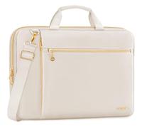 Lausiax Laptop Case Bag Women Men Computer Sleeve Compatible with MacBook/Dell/HP/Acer/ASUS/LG, Waterproof Shoulder Carrying Briefcase, Beige, 15.6-16 Inch