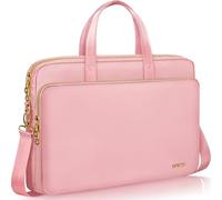 Lausiax Laptop Case Bag Women Men Computer Sleeve Compatible with MacBook/Dell/HP/Acer/ASUS, Waterproof Shoulder Carrying Briefcase, Pink, 17-17.3 Inch