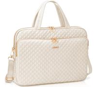 Lausiax Laptop Case Bag Women Men Computer Sleeve Compatible with MacBook/Dell/HP/Acer/ASUS, Waterproof Shoulder Carrying Briefcase, Beige, 17-17.3 Inch