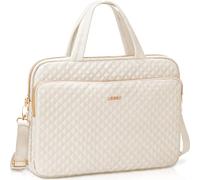 Lausiax Laptop Case Bag Women Men Computer Sleeve Compatible with MacBook/Dell/HP/Acer/ASUS, Waterproof Shoulder Carrying Briefcase, Beige, 15.6-16 Inch