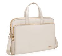 Lausiax Laptop Case Bag Women Men Computer Sleeve Compatible with MacBook/Dell/HP/Acer/ASUS, Waterproof Shoulder Carrying Briefcase, Beige, 15.6-16 Inch