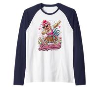 Lausmadl Chicken in Dirndl - Bavarian Humour Raglan Baseball Tee