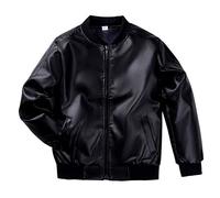 LAUSONS Boy's Leather Jacket Childrens Bomber Motorcycle Biker Fake Leather Coat Black 2-3 years