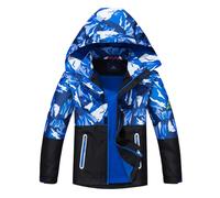 LAUSONS Boys Waterproof Jacket Toddler Girls Camo Windbreaker with Hood Black 5-6 Years/Label 120