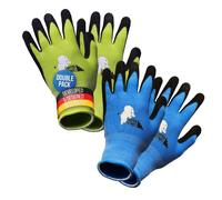 LauterSchutz® for Children: (2 Pairs) Work gloves (with nitrile palm coating) made of stretchy fabric, for gardening and more (size M (5-7 years))