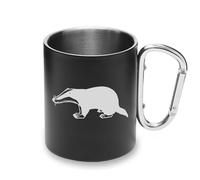 Lauthings Badger Spirit Animal Metal Cup Carabiner Handle, Camping Mug