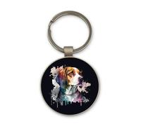 Lauthings Beagle Dog Breed, Keychain, Glass Round Design, Custom Keyring