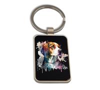 Lauthings Beagle Dog Breed, Steel Keychain, Black Glass Key Ring, Tag