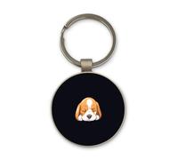 Lauthings Beagle Sleeping Dog Cartoon, Keychain, Glass Round Design, Custom Keyring