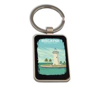Lauthings Biscayne National Park Florida, Steel Keychain, Black Glass Key Ring, Tag