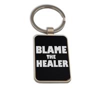 Lauthings Blame The Healer Gaming RPG, Keychain Black Glass, Custom Key Ring