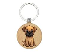 Lauthings Border Terrier Cute Dog Puppy Keychain, Wooden Keyring, Key Fob, Custom Bag Tag
