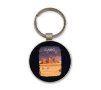 Lauthings Cairo Egypt Pyramids Travel Africa, Keychain, Glass Round Design, Custom Keyring