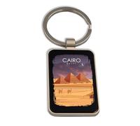 Lauthings Cairo Egypt Pyramids Travel Africa, Steel Keychain, Black Glass Key Ring, Tag
