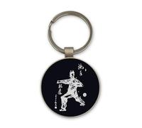 Lauthings Chen Tai Chi Hidden Thrust Punch Martial Art Keychain, Black Glass Circle Design, Custom, Steel Keyring