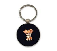 Lauthings Chihuahua Cute Dog Puppy, Keychain, Glass Round Design, Custom Keyring