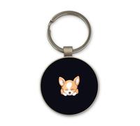 Lauthings Chihuahua Fawn White Dog Pet Owner, Keychain, Glass Round Design, Custom Keyring