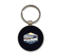 Lauthings Deer Valley USA Utah Travel Souvenir, Keychain, Glass Round Design, Custom Keyring