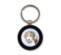 Lauthings Dog Mom Dad Beagle Puppy Breed, Keychain, Glass Round Design, Custom Keyring