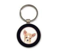 Lauthings Dog Mom Dad Chihuahua Breed, Keychain, Glass Round Design, Custom Keyring