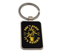 Lauthings Don_t Panic it_s Organic Cannabis, Steel Keychain, Black Glass Key Ring, Tag