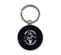Lauthings Don't Panic it's Organic Funny Cannabis Pot Keychain, Black Glass Circle Design, Custom, Steel Keyring