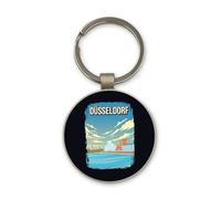 Lauthings Düsseldorf Germany Travel Destination, Keychain, Glass Round Design, Custom Keyring