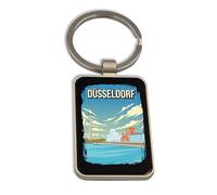 Lauthings Düsseldorf Germany Travel Destination, Steel Keychain, Black Glass Key Ring, Tag