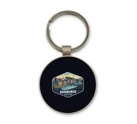 Lauthings Edinburgh Scotland Travel Charm, Keychain, Glass Round Design, Custom Keyring