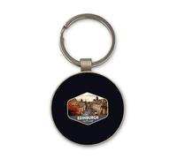 Lauthings Edinburgh Scotland Travel Souvenir, Keychain, Glass Round Design, Custom Keyring