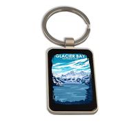 Lauthings Glacier Bay National Park Alaska USA, Steel Keychain, Black Glass Key Ring, Tag