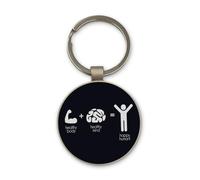 Lauthings Healthy Body Mind Happy Human Life Style Keychain, Black Glass Circle Design, Custom, Steel Keyring