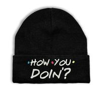 Lauthings How You Doin Joey Motto Slogan, Embroidered Art Unisex Winter Hat Beanie Black