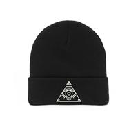 Lauthings Illuminati Eye Symbol Pyramid Embroidered Art Unisex Winter Hat Beanie Black
